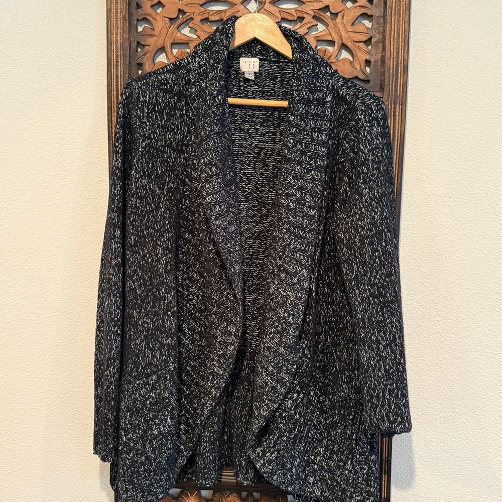 a new day Black Marled Open-Front Knit Cardigan